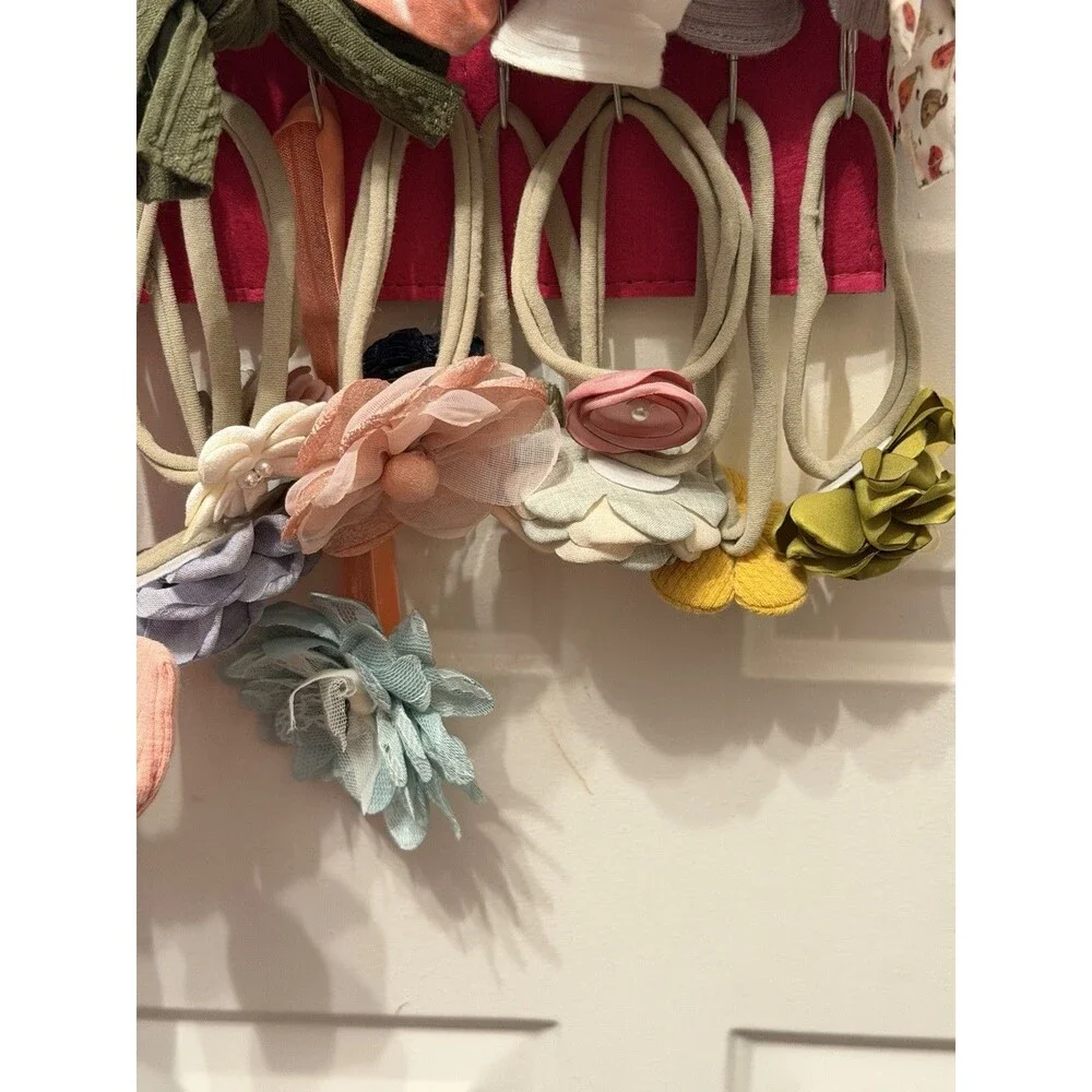 39 Baby Girl Headbands Lot Bows Floral Knotted Turban + PACMAXI Organizer